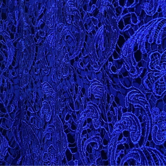 Lauren Ralph Lauren Royal Blue Midi Lined Floral Lace Cocktail Dress - Picture 8 of 14